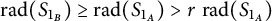 backslash operatorname r a d left parenthesis upper S Subscript 1 Sub Subscript upper B Subscript Baseline right parenthesis greater than or equals backslash operatorname r a d left parenthesis upper S Subscript 1 Sub Subscript upper A Subscript Baseline right parenthesis greater than r backslash operatorname r a d left parenthesis upper S Subscript 1 Sub Subscript upper A Subscript Baseline right parenthesis