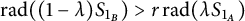 backslash operatorname r a d left parenthesis left parenthesis 1 minus lamda right parenthesis upper S Subscript 1 Sub Subscript upper B Subscript Baseline right parenthesis greater than r backslash operatorname r a d left parenthesis lamda upper S Subscript 1 Sub Subscript upper A Subscript Baseline right parenthesis