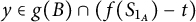 y element of g left parenthesis upper B right parenthesis intersection left parenthesis f left parenthesis upper S Subscript 1 Sub Subscript upper A Subscript Baseline right parenthesis minus t right parenthesis