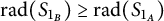 backslash operatorname r a d left parenthesis upper S Subscript 1 Sub Subscript upper B Subscript Baseline right parenthesis greater than or equals backslash operatorname r a d left parenthesis upper S Subscript 1 Sub Subscript upper A Subscript Baseline right parenthesis