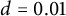 d equals 0.01