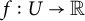 f colon upper U right arrow double struck upper R
