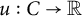 u colon upper C right arrow double struck upper R