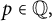 p element of double struck upper Q comma