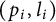 left parenthesis p Subscript i Baseline comma l Subscript i Baseline right parenthesis