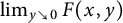limit Underscript y down right arrow 0 Endscripts upper F left parenthesis x comma y right parenthesis