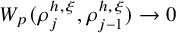 upper W Subscript p Baseline left parenthesis rho Subscript j Superscript h comma xi Baseline comma rho Subscript j minus 1 Superscript h comma xi Baseline right parenthesis right arrow 0