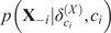 p left parenthesis bold upper X Subscript negative i Baseline vertical bar delta Subscript c Sub Subscript i Subscript Superscript left parenthesis upper X right parenthesis Baseline comma c Subscript i Baseline right parenthesis