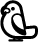 Black outline icon of a bird facing right with a round head, beak, wing, and two feet.
