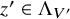 z prime element of normal upper Lamda Subscript upper V prime