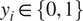 y Subscript i Baseline element of StartSet 0 comma 1 EndSet