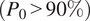 left parenthesis upper P 0 greater than 90 backslash percent right parenthesis