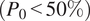 left parenthesis upper P 0 less than 50 backslash percent right parenthesis