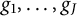 g 1 comma midline horizontal ellipsis comma g Subscript upper J Baseline