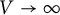 upper V right arrow infinity