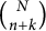 StartBinomialOrMatrix upper N Choose n plus k EndBinomialOrMatrix