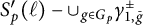 upper S prime Subscript p Baseline left parenthesis script l right parenthesis minus union Underscript g element of upper G Subscript p Endscripts gamma Subscript 1 comma g overbar Superscript plus or minus