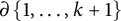 partial differential backslash l comma b comma r comma a comma c e Baseline 1 comma midline horizontal ellipsis comma k plus 1 comma r comma b comma r comma a backslash c e