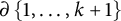 partial differential backslash l comma b comma r comma a comma c e Baseline 1 comma midline horizontal ellipsis comma k plus 1 comma r comma b comma r comma a backslash c e