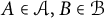 upper A element of script upper A comma upper B element of script upper B