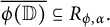 ModifyingAbove phi left parenthesis double struck upper D right parenthesis With bar subset of or equal to upper R Subscript phi comma alpha Baseline period
