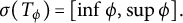 sigma left parenthesis upper T Subscript phi Baseline right parenthesis equals left bracket inf phi comma sup phi right bracket period