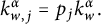 k Subscript w comma j Superscript alpha Baseline equals p Subscript j Baseline k Subscript w Superscript alpha Baseline period