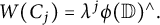 upper W left parenthesis upper C Subscript j Baseline right parenthesis equals lamda Superscript j Baseline phi left parenthesis double struck upper D right parenthesis Superscript and Baseline period