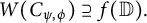 upper W left parenthesis upper C Subscript psi comma phi Baseline right parenthesis superset of or equal to f left parenthesis double struck upper D right parenthesis period