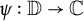 psi colon double struck upper D right arrow double struck upper C