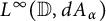 upper L Superscript infinity Baseline left parenthesis double struck upper D comma d upper A Subscript alpha Baseline right parenthesis