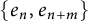 StartSet e Subscript n Baseline comma e Subscript n plus m Baseline EndSet