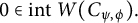 0 element of i n t upper W left parenthesis upper C Subscript psi comma phi Baseline right parenthesis period
