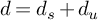 d equals d Subscript s Baseline plus d Subscript u