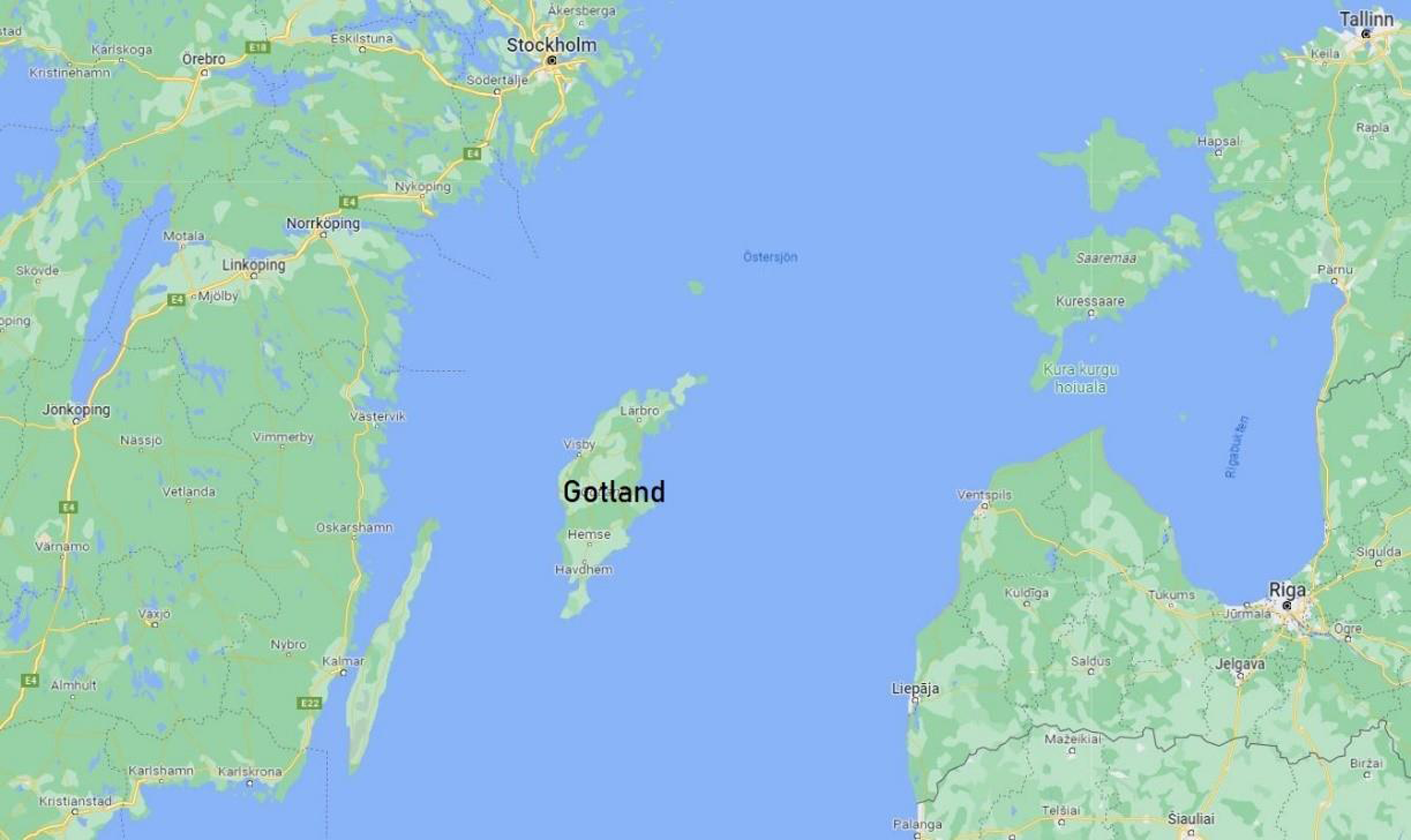 A map of the Baltic Sea region highlighting the island of Gotland.