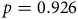 p equals 0.926
