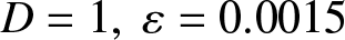 upper D equals 1 comma epsilon equals 0.0015