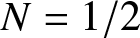 upper N equals 1 slash 2