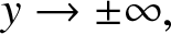 y right arrow plus or minus infinity comma