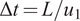 normal upper Delta t equals upper L divided by u 1