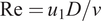re equals u 1 upper D divided by nu