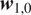 bold italic w Subscript 1 comma 0