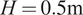 upper H equals 0.5 normal m
