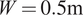upper W equals 0.5 normal m