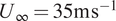 upper U Subscript infinity Baseline equals 35 normal m normal s Superscript negative 1