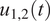 u Subscript 1 comma 2 Baseline left parenthesis t right parenthesis