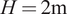 upper H equals 2 normal m
