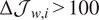 normal upper Delta script upper J Subscript w comma i Baseline greater than 100