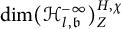 dimension left parenthesis script upper H Subscript l comma German b Superscript negative infinity Baseline right parenthesis Subscript upper Z Superscript upper H comma chi