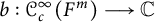 b colon script upper C Subscript c Superscript infinity Baseline left parenthesis upper F Superscript m Baseline right parenthesis long right arrow double struck upper C